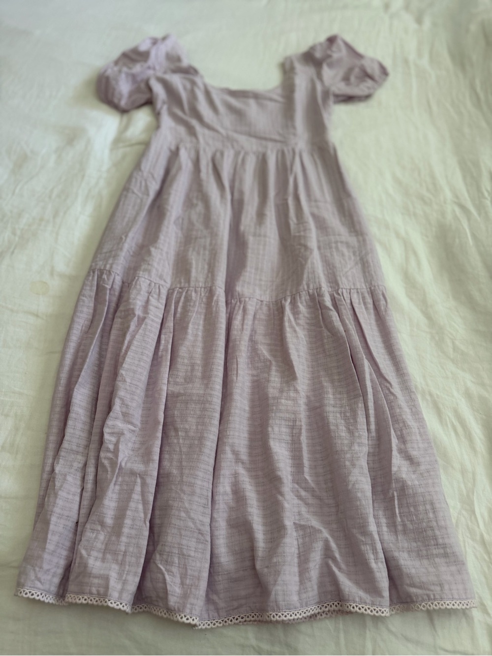 Anthropologie Lost + Wander Lavender Puff Sleeve Maxi Dress Size L